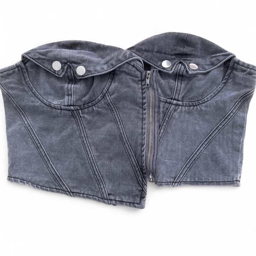 PrettyLittleThing DENIM WASHED CROP TUBETOP #denimcroptop #croptop